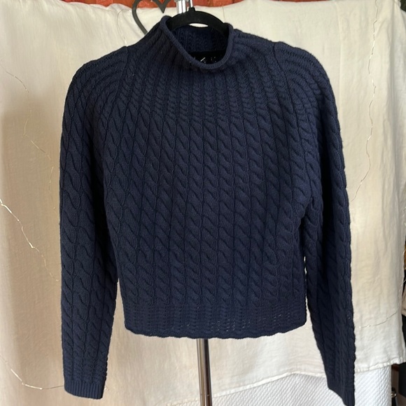 Theory blue felted mock neck wool blend Navy Cashmere blend - Picture 5 of 12